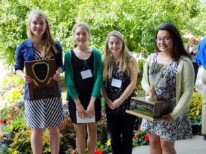 Intern awardees at the 2014 PGRP Symposium. From left to right: Shannon Murphy, Elise Reynolds, Danielle Garceau and Katerina Lay.